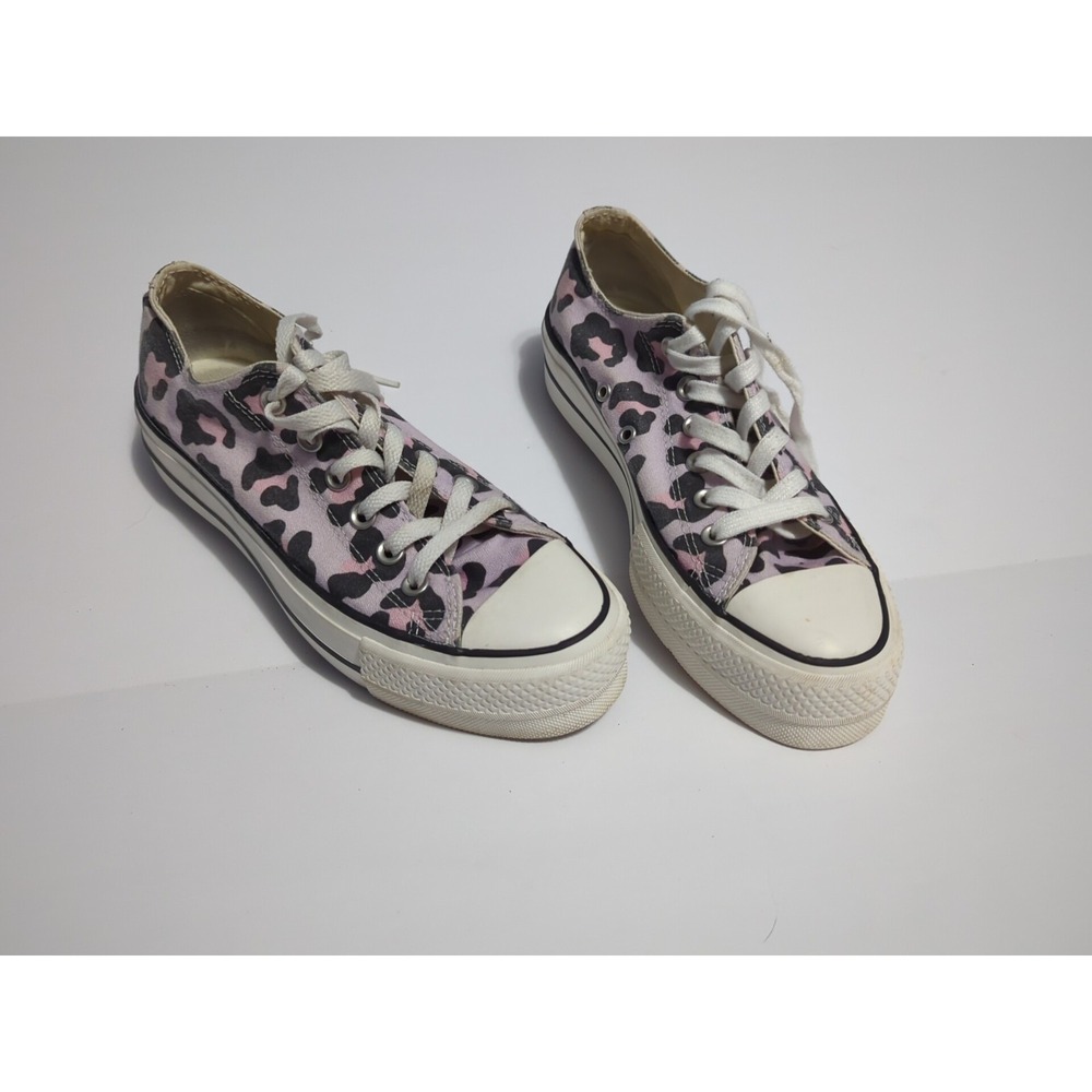 Vtg Y2K Converse All Star Lift platform lilac leopard print sz 7 cheetah 2001